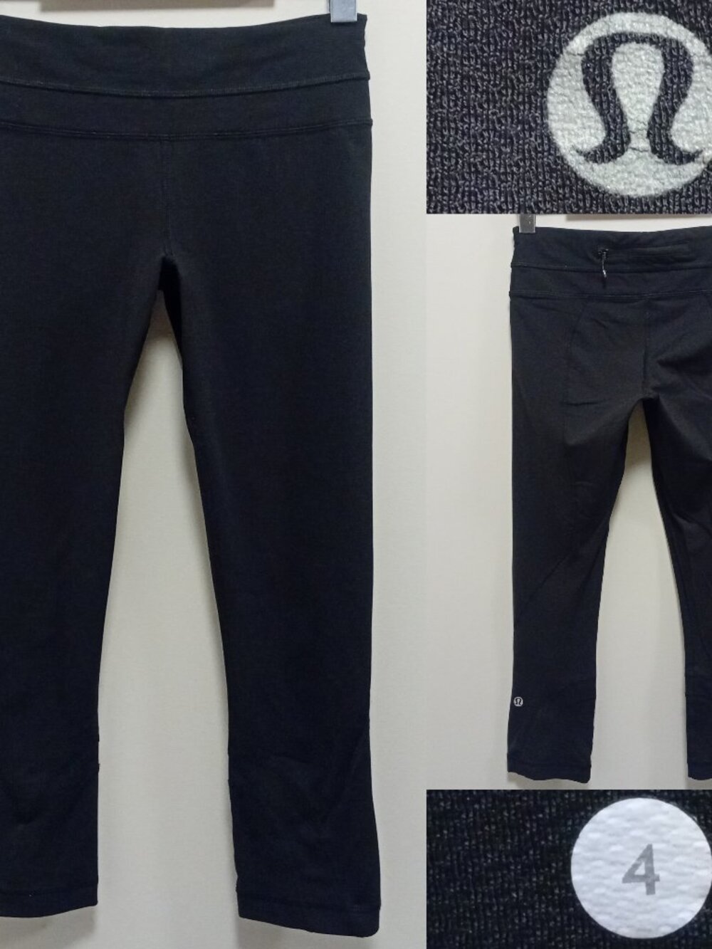 Lululemon Run Inspire Crop Black Woman's Yoga Pants Size 4 XS